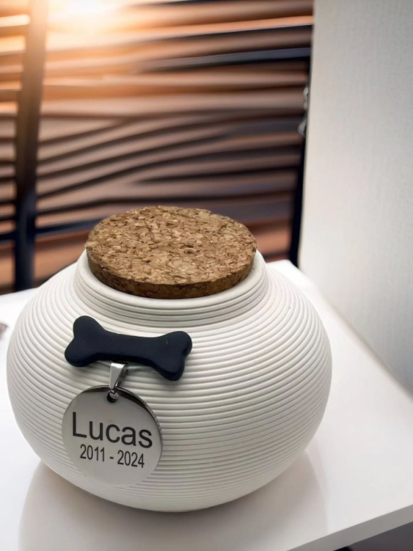 Κεραμική θήκη στάχτης κατοικίδιων (σκύλοι και γάτες) - θήκη μνήμης, σχέδιο σε στυλ ανέμου, δυνατότητα προσαρμογής