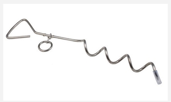 Εξωτερικό πασσαλάκι για σκύλους με σπειροειδή άγκυρα στο έδαφος και σκοινί από χάλυβα με διπλό γάντζο - Σίδηρος, Κωδικός Προϊόντος 010