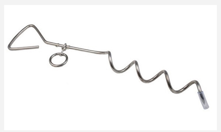 Εξωτερικό πασσαλάκι για σκύλους με σπειροειδή άγκυρα στο έδαφος και σκοινί από χάλυβα με διπλό γάντζο - Σίδηρος, Κωδικός Προϊόντος 010