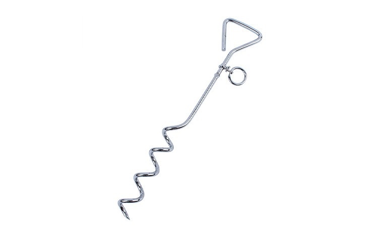 Εξωτερικό πασσαλάκι για σκύλους με σπειροειδή άγκυρα στο έδαφος και σκοινί από χάλυβα με διπλό γάντζο - Σίδηρος, Κωδικός Προϊόντος 010