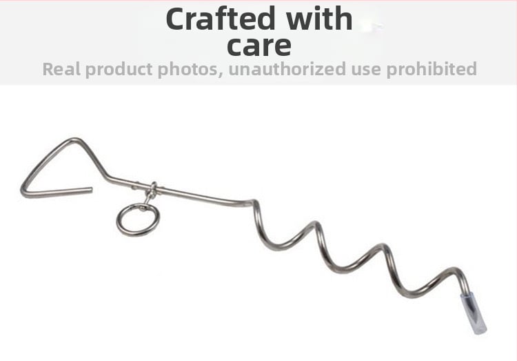 Εξωτερικό πασσαλάκι για σκύλους με σπειροειδή άγκυρα στο έδαφος και σκοινί από χάλυβα με διπλό γάντζο - Σίδηρος, Κωδικός Προϊόντος 010