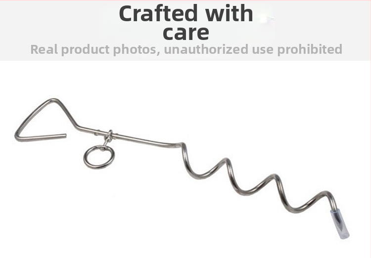 Εξωτερικό πασσαλάκι για σκύλους με σπειροειδή άγκυρα στο έδαφος και σκοινί από χάλυβα με διπλό γάντζο - Σίδηρος, Κωδικός Προϊόντος 010