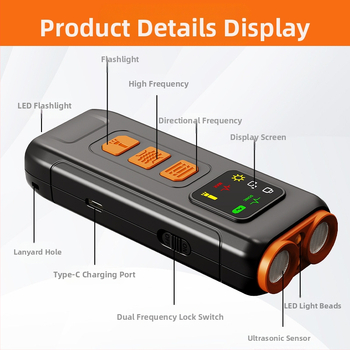 Υπερηχητικός Εκπαιδευτής Σκύλων Με Διπλή Κεφαλή, Φορητός, Επαναφορτιζόμενος, ABS