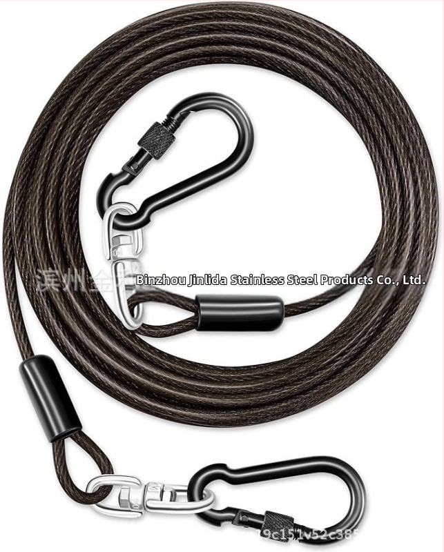 Jinlida неръждаема стомана каишка за домашни любимци с въртяща се халка, тежка за къмпинг на открито, универсално приложение