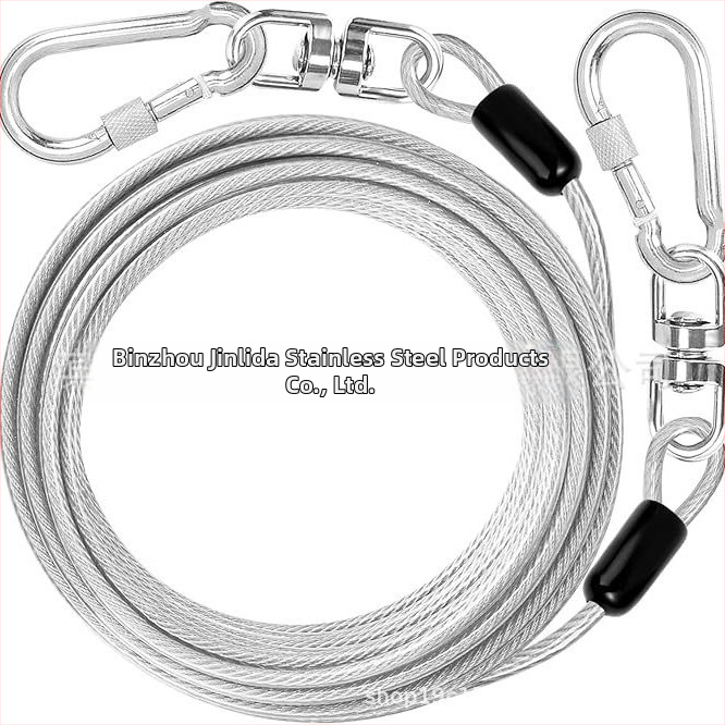 Jinlida неръждаема стомана каишка за домашни любимци с въртяща се халка, тежка за къмпинг на открито, универсално приложение