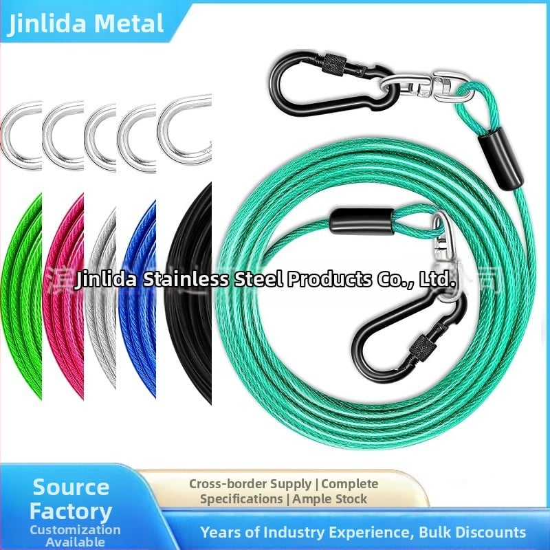 Jinlida неръждаема стомана каишка за домашни любимци с въртяща се халка, тежка за къмпинг на открито, универсално приложение