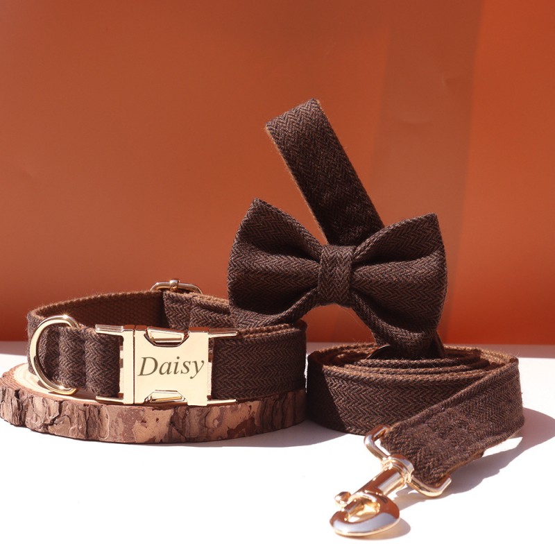 Šunų antkaklis su kaspinu, reguliuojamas dirželis, išgraviruojamas, švelnus kaklui, metalinė sagtis nuo praradimo