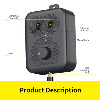 Ultragarso šunų atbaidymo įrenginys ir treneris — nešiojamas, plastikinis korpusas