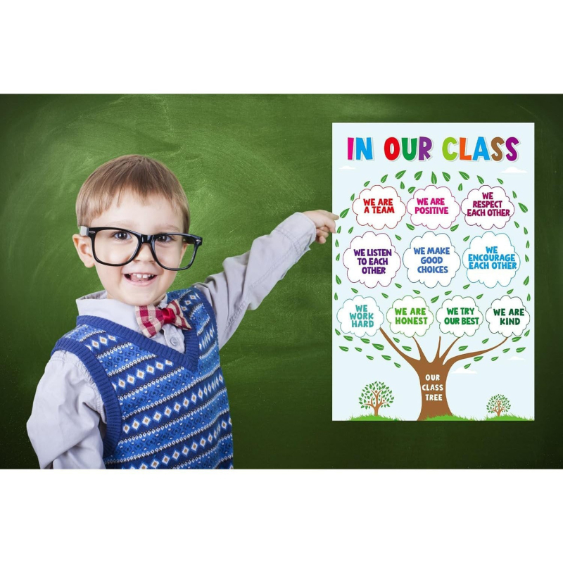 Klasės taisyklių plakatas mokyklai — aukštos raiškos spalvotas spausdinimas ant kartono, 28,5 × 42 cm, vieno lapo formato