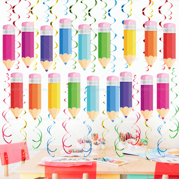 Nicro Party χαρτονένιο κρεμαστό διακοσμητικό με σπειροειδή σχέδια μολυβιού και κραγιόν, για την έναρξη της σχολικής χρονιάς, διακόσμηση αίθουσας διδασκαλίας και γενέθλια