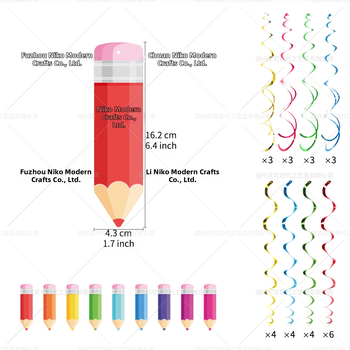 Nicro Party χαρτονένιο κρεμαστό διακοσμητικό με σπειροειδή σχέδια μολυβιού και κραγιόν, για την έναρξη της σχολικής χρονιάς, διακόσμηση αίθουσας διδασκαλίας και γενέθλια