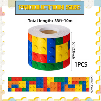Πλαίσιο περιγράμματος πίνακα ανακοινώσεων με οικοδομικά μπλοκ, πολύχρωμο περίγραμμα τάξης, μήκος 10 μ, Υλικό: αυτοκόλλητο χαρτί επίστρωση, Κωδικός προϊόντος ZC69