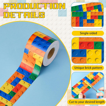 Πλαίσιο περιγράμματος πίνακα ανακοινώσεων με οικοδομικά μπλοκ, πολύχρωμο περίγραμμα τάξης, μήκος 10 μ, Υλικό: αυτοκόλλητο χαρτί επίστρωση, Κωδικός προϊόντος ZC69