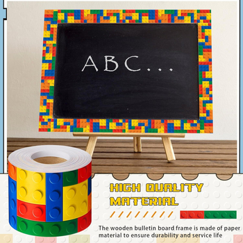 Πλαίσιο περιγράμματος πίνακα ανακοινώσεων με οικοδομικά μπλοκ, πολύχρωμο περίγραμμα τάξης, μήκος 10 μ, Υλικό: αυτοκόλλητο χαρτί επίστρωση, Κωδικός προϊόντος ZC69