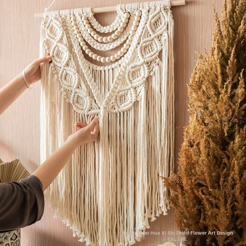 Ръчно изтъкан памучен гоблен за стена, овална форма, райе модел, подходящ за всекидневна, спалня и кабинет