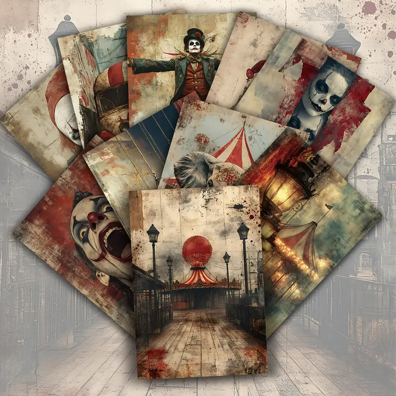 Ταχυδρομική κάρτα – ρετρό τρόμος κλόουν τσίρκο Χάλοουϊν, καλλιτεχνική κάρτα, λειτουργία συλλογής (TZ004 • Κανονική ταχυδρομική κάρτα • Καλλιτεχνική ταχυδρομική κάρτα • Λειτουργία συλλογής • Διασυνοριακή εξαγωγή αποκλειστική)