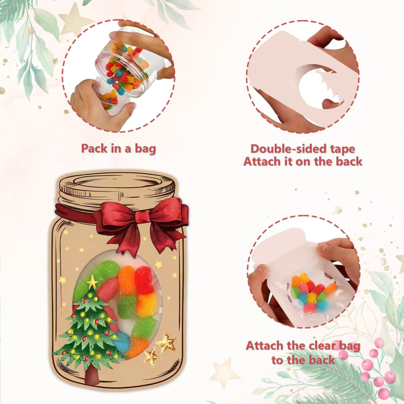 Vaikams skirtos Kalėdų atvirukai su Mason Jar dizainu — Popierius, Ziplock pakuotė, Prekės ženklas Yashengda, Kodo Ysd-20250625