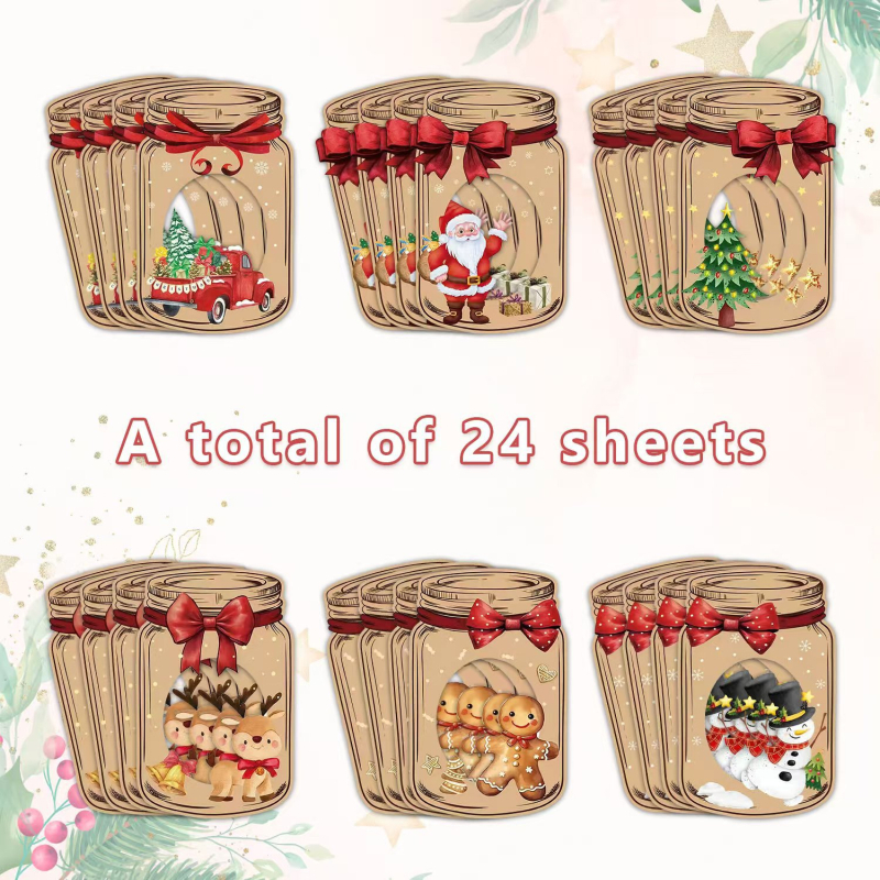 Vaikams skirtos Kalėdų atvirukai su Mason Jar dizainu — Popierius, Ziplock pakuotė, Prekės ženklas Yashengda, Kodo Ysd-20250625