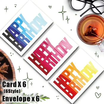 Κάρτες γενεθλίων με φακέλους, 12 τεμάχια, από χαρτί, εκτύπωση, απλό και μοντέρνο στυλ