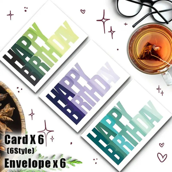 Κάρτες γενεθλίων με φακέλους, 12 τεμάχια, από χαρτί, εκτύπωση, απλό και μοντέρνο στυλ
