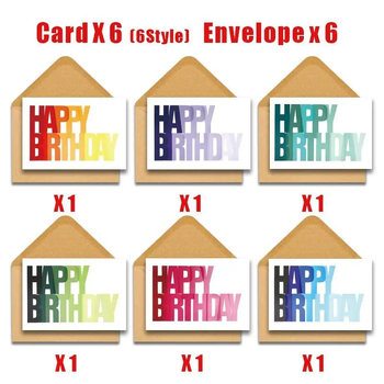 Κάρτες γενεθλίων με φακέλους, 12 τεμάχια, από χαρτί, εκτύπωση, απλό και μοντέρνο στυλ