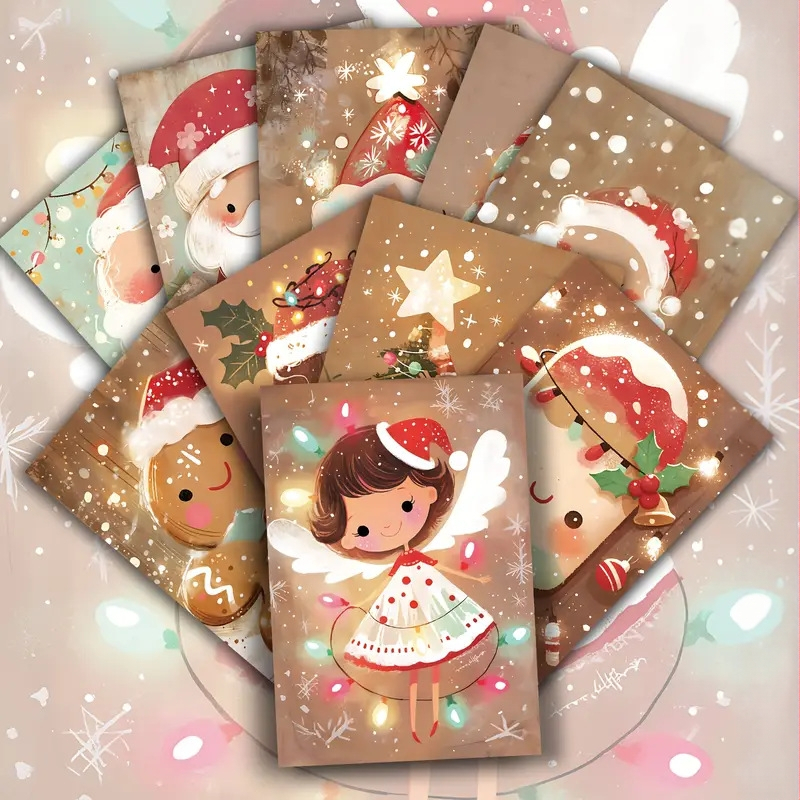 20 бр. ретро коледни картички с Дядо Коледа за колекциониране и декорация