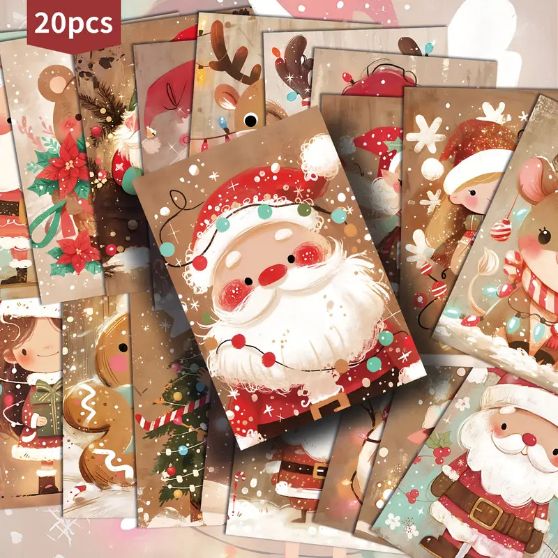 20 τεμάχια ρετρό καρτποστάλ με Άγιο Βασίλη για συλλογή και διακόσμηση σπιτιού