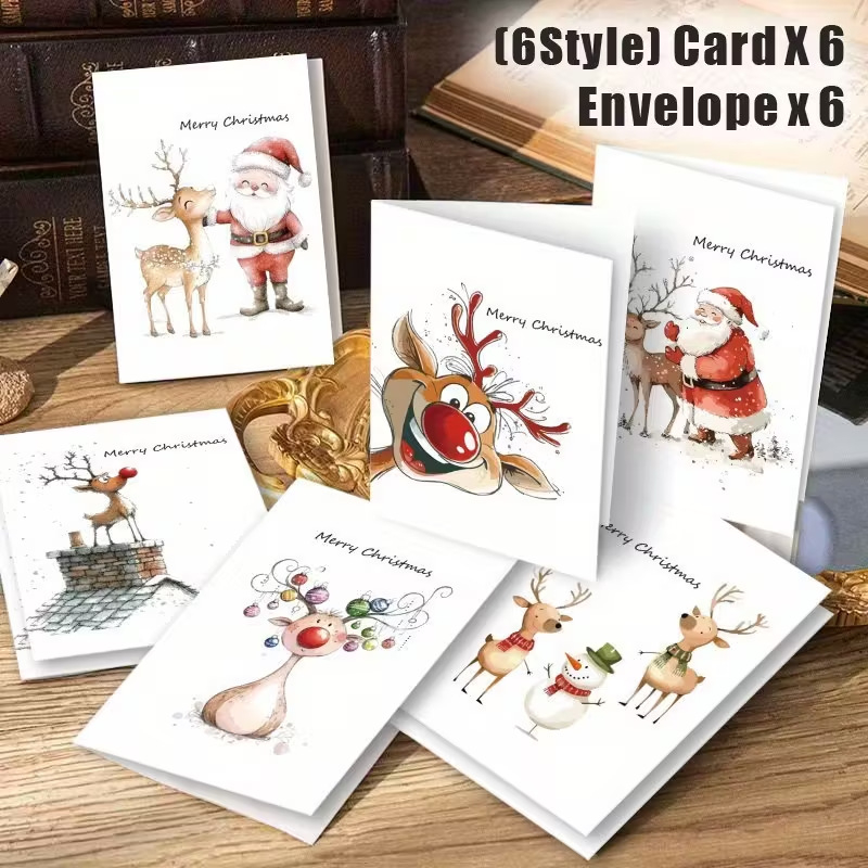 Комплект поздравителни картички за Коледа и Нова година – картон за картички, печат, подходящи празници: Рожден ден, Коледа, Годишнина, стил: прост модерен