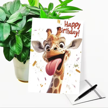 Поздравителна картичка със сладки животни за рождени дни и други поводи – картон, печат – подходяща за Рожден ден, Ден на детето, Годишнина и универсални поводи