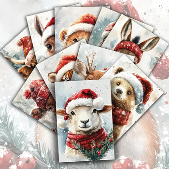 Σετ Χριστουγεννιάτικων Καρτών με Ζώα – 20 γλυκές Κάρτες, Καλλιτεχνικό Σχέδιο, Ρετρό Στυλ, Διασυνοριακή Αποκλειλτικότητα