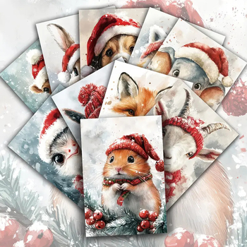 Σετ Χριστουγεννιάτικων Καρτών με Ζώα – 20 γλυκές Κάρτες, Καλλιτεχνικό Σχέδιο, Ρετρό Στυλ, Διασυνοριακή Αποκλειλτικότητα