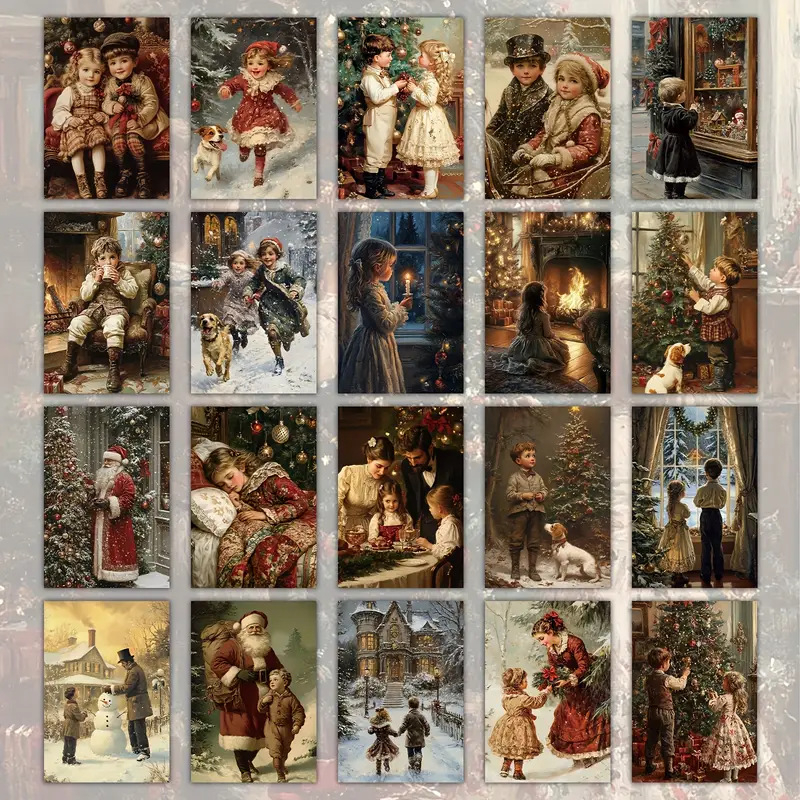 Σετ vintage χριστουγεννιάτικων ταχυδρομικών καρτών, 20 τεμάχια, για scrapbooking και χειροτεχνίες