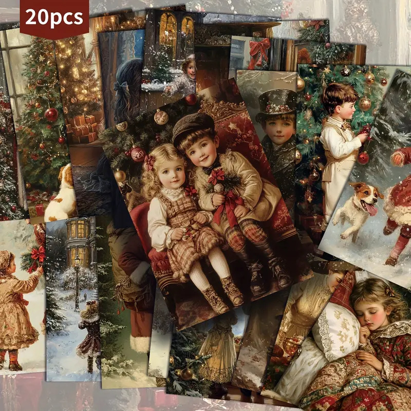 Σετ vintage χριστουγεννιάτικων ταχυδρομικών καρτών, 20 τεμάχια, για scrapbooking και χειροτεχνίες