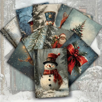Σετ 20 καρτ ποστάλ για τα Χριστούγεννα με ρετρό σχέδιο ελάφι και χιονάνθρωπου για γιορτινή διακόσμηση (TZ016)