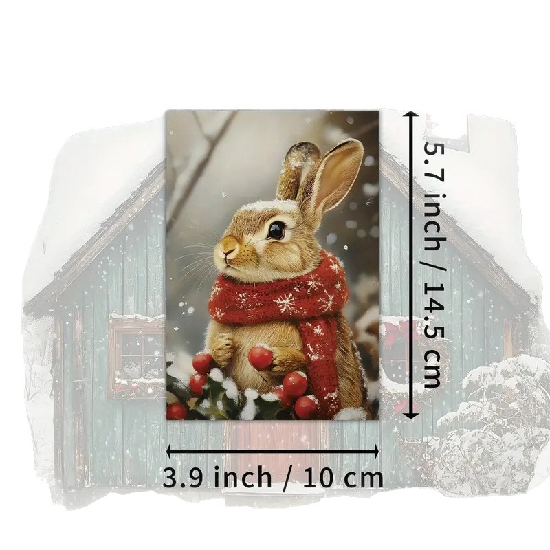 Σετ 20 καρτ ποστάλ για τα Χριστούγεννα με ρετρό σχέδιο ελάφι και χιονάνθρωπου για γιορτινή διακόσμηση (TZ016)