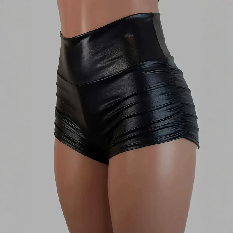 Оформящи шорти с висока талия, Milk Silk плат, PU+полиестер, 3/4 дължина, средна еластичност