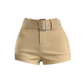 K4H Real Shot Шорти с висока талия и презрамки за жени, градски елегантен ежедневен стил, ултра тънки, 95% акрил