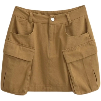 Φούστα εργασίας σε στυλ Ευρώπη-Αμερική, με μεγάλες τσέπες, μονόχρωμη, βαμβακερό μείγμα 70–80%, καλοκαίρι 2023
