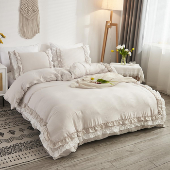 Trīsdaļīgs bohemisks geometriskais gultas veļas komplekts, krāsots pēc vītnēm, sintētiskās šķiedras, ziemeļu stils