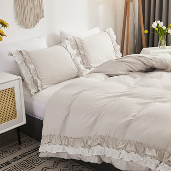 Trīsdaļīgs bohemisks geometriskais gultas veļas komplekts, krāsots pēc vītnēm, sintētiskās šķiedras, ziemeļu stils