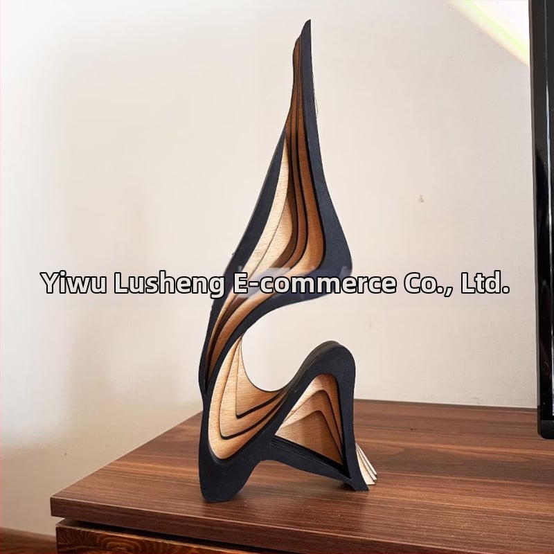 Дървени триизмерни извити арт орнаменти за домашен декор, неравна форма на произведение на изкуството (Материал: топола; Код на продукта: Curve art ornaments; Категория: Орнаменти; Тип материал: дърво)