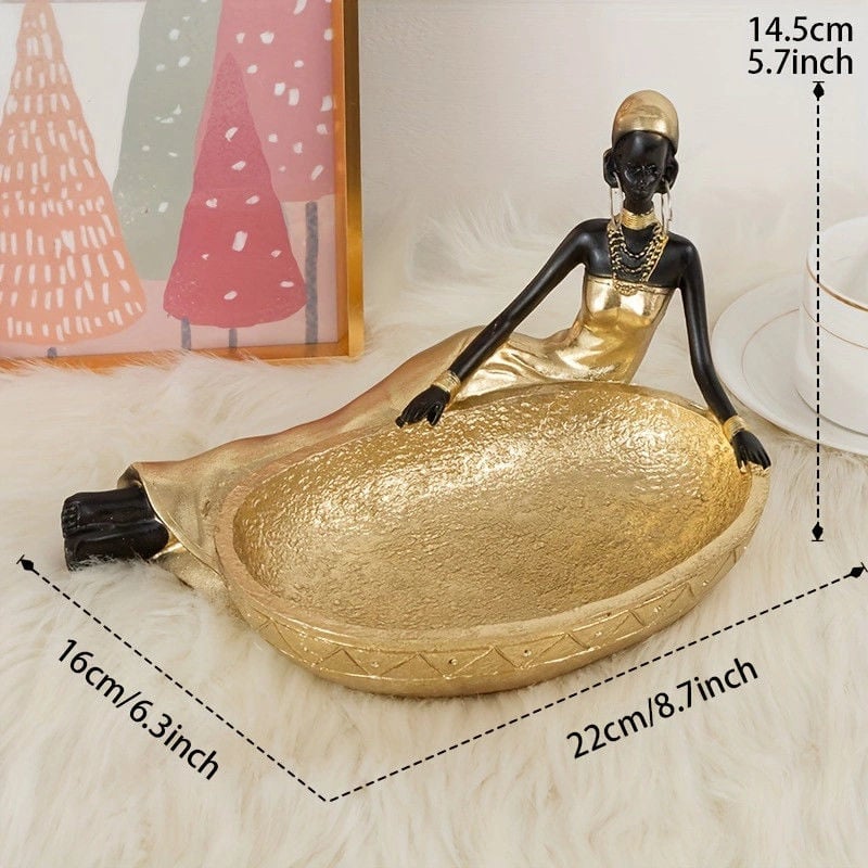 Moters figūrėlė su Afrikos etniniu stiliumi namų dekorui, retro skulptūra iš dervos, pusiau rankų darbo