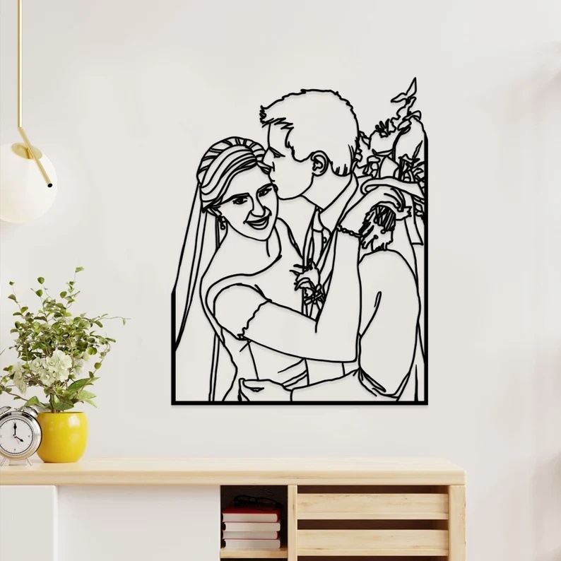 Personalizirana željezna zidna umjetnost s privjeskom – moderni minimalistički lik-statua, prilagođeno obrađivanje, ispis logotipa, polu‑ručna izrada