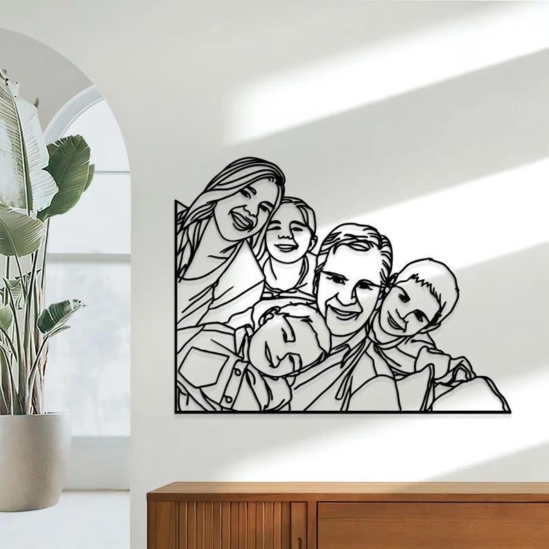 Personalizirana željezna zidna umjetnost s privjeskom – moderni minimalistički lik-statua, prilagođeno obrađivanje, ispis logotipa, polu‑ručna izrada