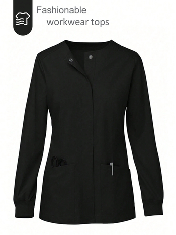 Топ с дълъг ръкав и множество джобове, влагоотводящ полиестер, медицинско/работно облекло