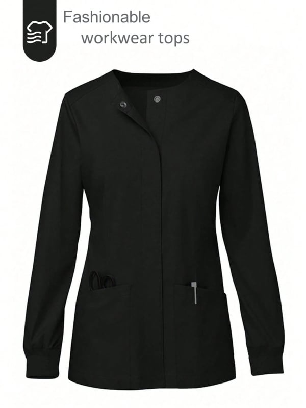 Топ с дълъг ръкав и множество джобове, влагоотводящ полиестер, медицинско/работно облекло