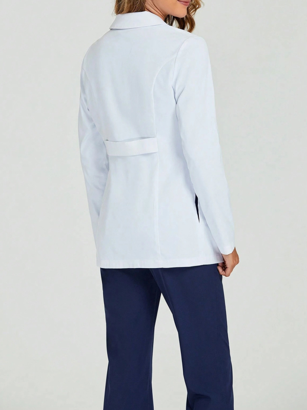 Halat de laborator / Uniformă medicală cu gulă rever, mâneci lungi, buzunare multiple, poliester care evacuează umezeala