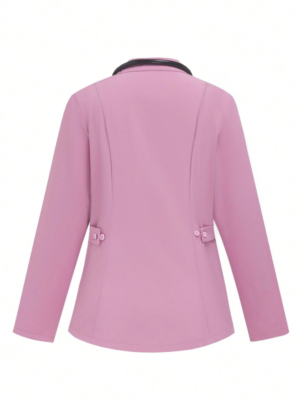 Divu daļu medicīniskā darba apģērba komplekts: garas piedurknes, stāvošs apkaklis, izšūta mala, poliestera-elastāna audums