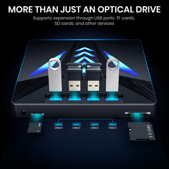 Εξωτερικός USB οπτικός οδηγός DVD/CD – USB διεπαφή, ανάγνωση CD/VCD/DVD έως 24x/8x, εγγραφή CD/VCD/DVD έως 24x/8x