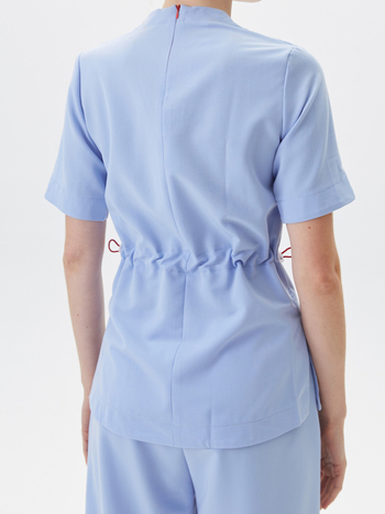 Σετ νοσηλευτικής στολής για γυναίκες με V-neck, κοντομάνικο, πολλαπλές τσέπες, πολυεστέρα-σπαντεξ με απομάκρυνση υγρασίας, μακριά παντελόνια